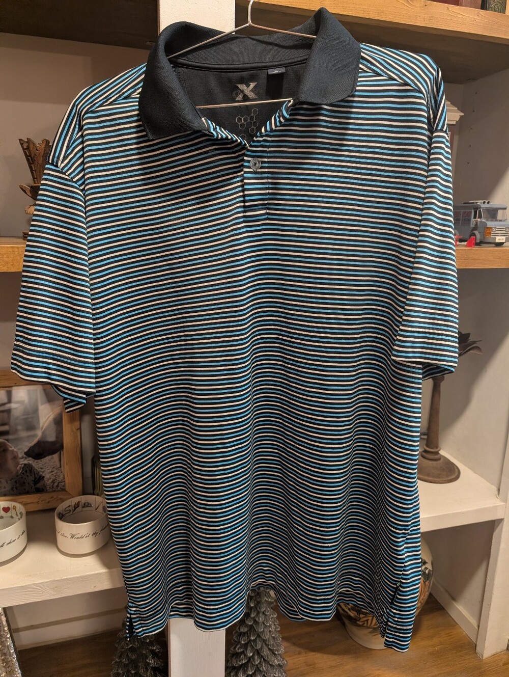 Callaway Golf Blue Stripe Golf Polo Size XL